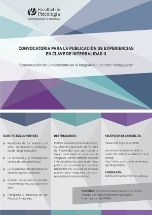 Convocatoria para la publicación de experiencias en clave de Integralidad II