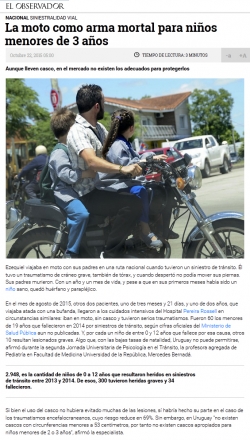 "La moto como arma mortal para niños menores de 3 años" (nota de prensa)
