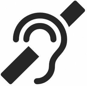 Imagen con iconografía que representa "discapacidad auditiva"