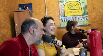 Gabriel Aguilar, Cecilia Baroni y Gabriela Calvo en la radio.