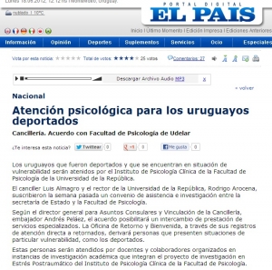 Impresión de pantalla de la nota publicada