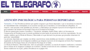 Impresión de pantalla de la nota publicada