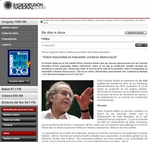 Impresión de pantalla de la nota publicada