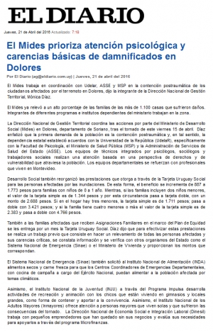 Impresión de pantalla de la nota publicada