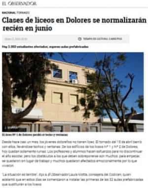 Impresión de pantalla de la nota publicada