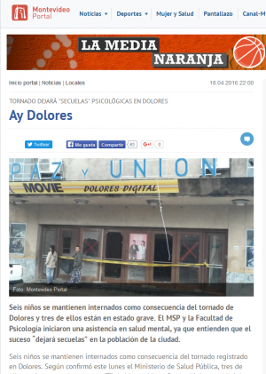 Impresión de pantalla de la nota publicada