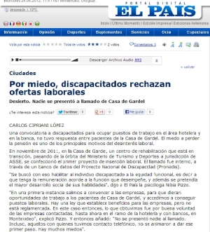 Impresión de pantalla de la nota publicada