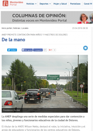 Impresión de pantalla de la nota publicada