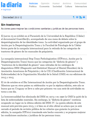 Impresión de pantalla de la nota publicada