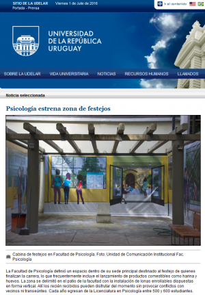 Impresión de pantalla de la nota publicada en el portal de la Udelar