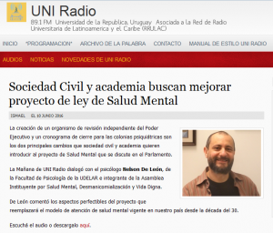 Impresión de pantalla de la nota publicada