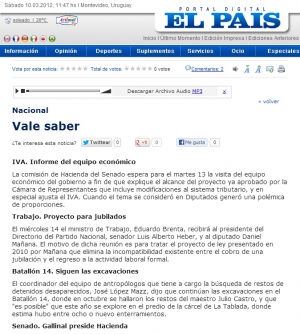 Impresión de pantalla de la nota publicada