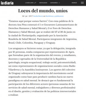 Impresión de pantalla de la nota publicada en el portal de La Diaria