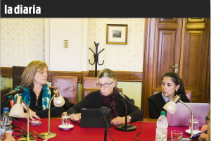 Gabriela Garrido, Sandra Romano y Alejandra Moreira, representantes de las facultades de Psicología y Psiquiatría, ayer, en la Comisión de Población y Desarollo.