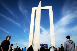 pie de foto: Espacio Memorial Penal de Libertad, que rinde homenaje a los ciudadanos que fueron recluidos en el Penal de Libertad durante la dictadura, a quienes fallecieron en el establecimiento y muy especialmente a los familiares que también fueron víctimas del terrorismo de Estado y asistían a las visitas / Foto: Adhoc, Javier Calvelo.