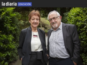 Diana Laurillard y Brian Butterworth. Foto: Ernesto Ryan para La Diaria
