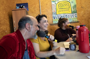 Gabriel Aguilar, Cecilia Baroni y Gabriela Calvo en la radio.