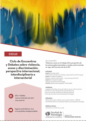 3er Encuentro: Violencia y acoso en el trabajo. Rol y perspectiva de los actores gubernamentales y sociales ante la entrada en vigor del Convenio 190.