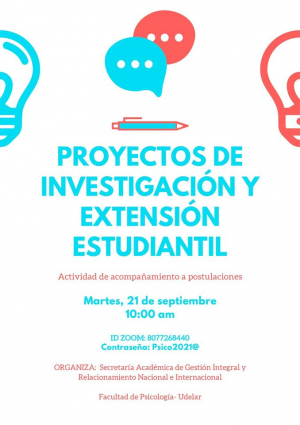 Actividad de acompañamiento a postulaciones a los programas estudiantiles de Investigación y Extensión