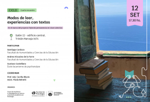afiche de difusión del Cuarto Encuentro Modos de leer. Experiencias con textos