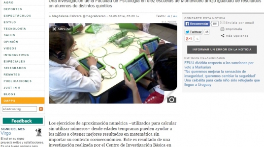 Impresión de pantalla de la nota publicada