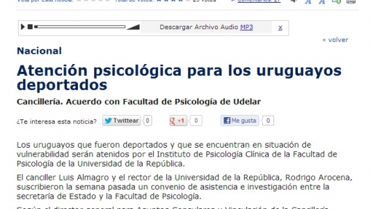 Impresión de pantalla de la nota publicada