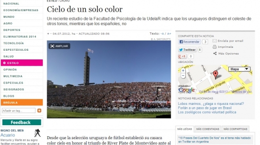 Impresión de pantalla de la nota publicada