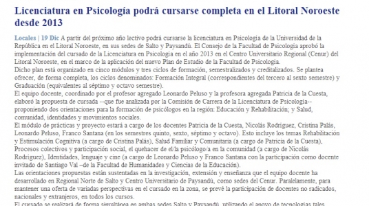 Impresión de pantalla de la nota publicada