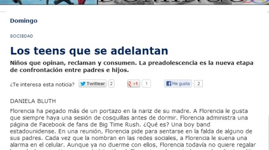 Impresión de pantalla de la nota publicada