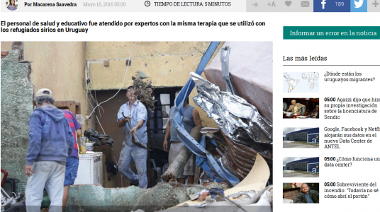 Impresión de pantalla de la nota publicada