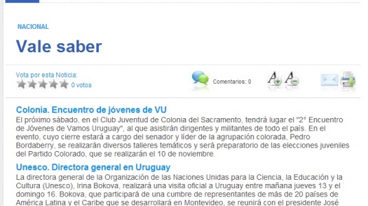 Impresión de pantalla de la nota publicada
