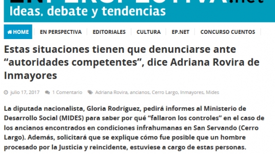 impresión de pantalla de la nota publicada en la web de En Perspectiva