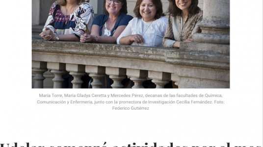 María Torre, María Gladys Ceretta y Mercedes Pérez, decanas de las facultades de Química, Comunicación y Enfermería, junto con la prorrectora de Investigación Cecilia Fernández. Foto: Federico Gutiérrez. La Diaria.