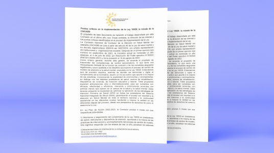 Informe "Puntos críticos en la implementación de la Ley 19529: la mirada de la Comisión Nacional de Contralor de la Atención en Salud Mental"