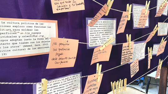 Instalación de un Tendedero que recopila experiencias vinculadas a situaciones de violencia, acoso y discriminación en la Udelar.