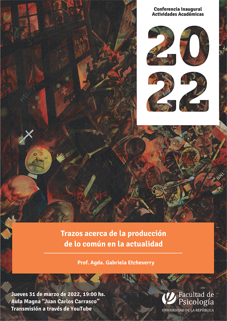 Afiche de difusión de la actividad en el que se ve una obra titulada "el entierro" del pintor George Grosz