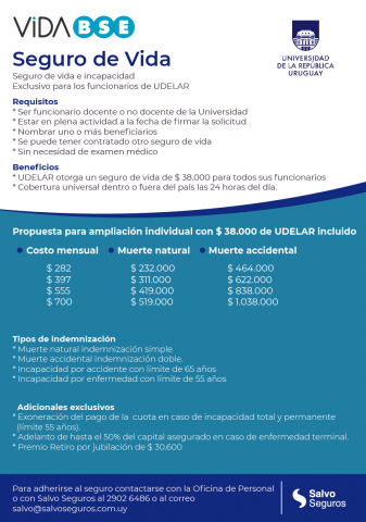 flyer informativo del Seguro de vida e incapacidad