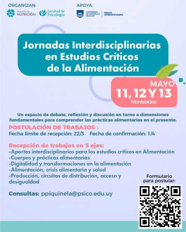Convocatoria a presentación de trabajos para las I Jornadas Interdisciplinarias en Estudios Críticos de la Alimentación