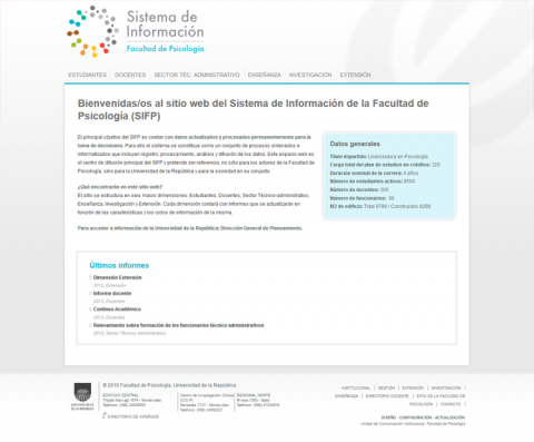 Impresión de pantalla del sitio web del SIFP